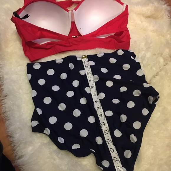 50s retro polka dot high waist Bikini swimsuit L - Picture 6 of 9